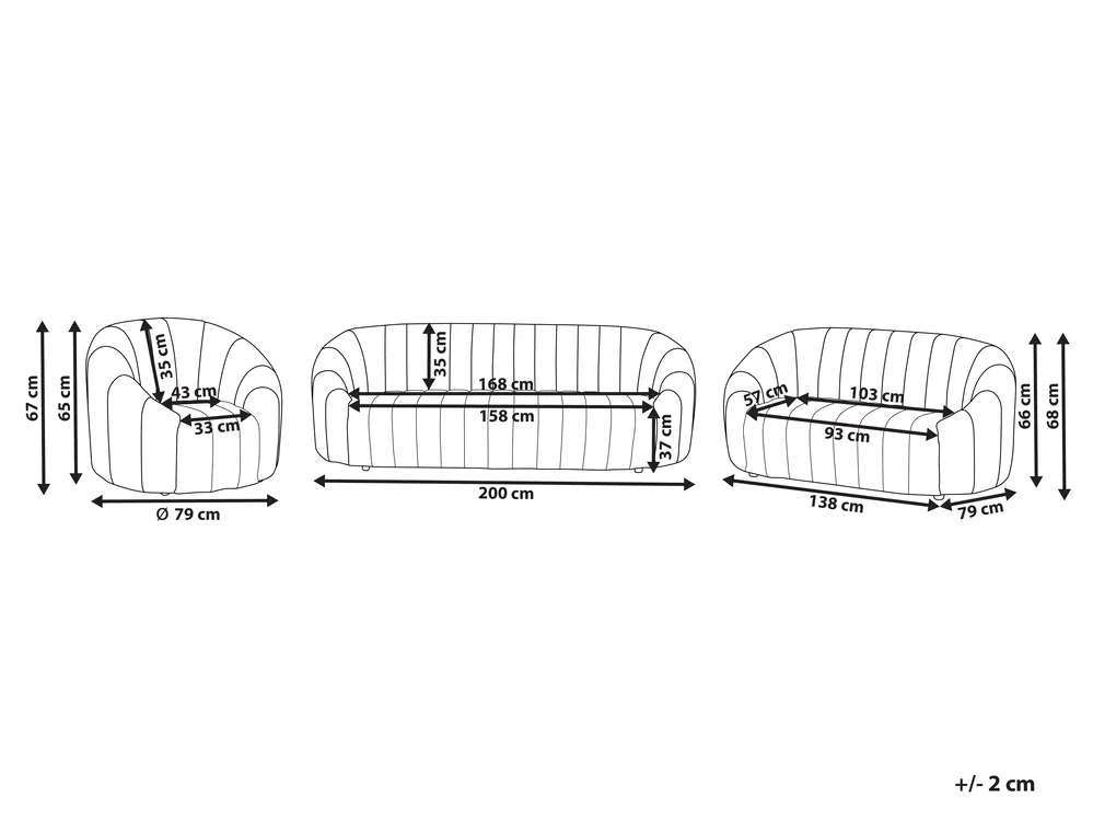 Living Room Set 6 Seater MALUNG Velvet Off-White_884211