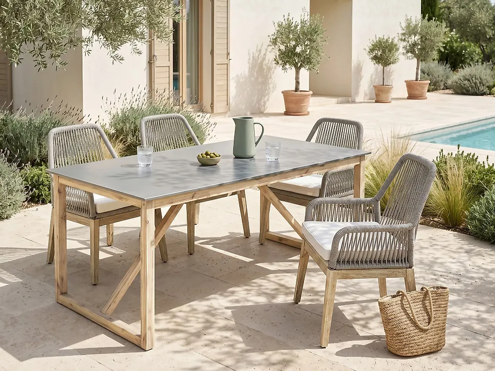 Garden Dining Table NOTTERI 180 cm 90 cm Concrete Grey_1186995