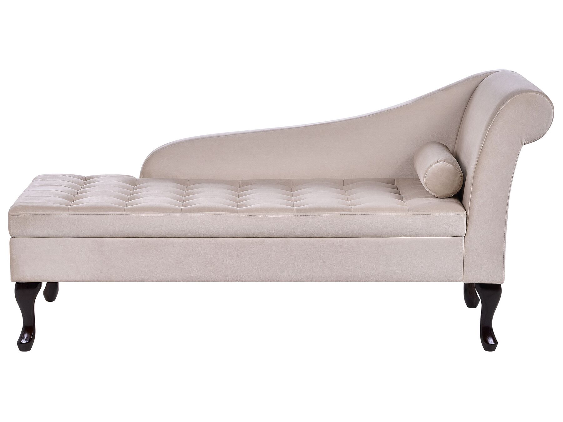 Right Hand Velvet Chaise Lounge with Storage Light Beige PESSAC_881972