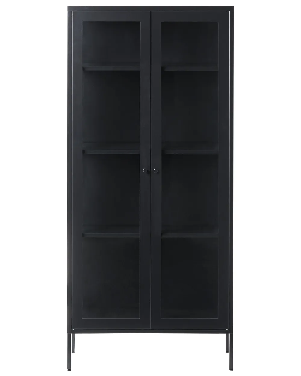 Witryna ze szklaną gablotą HARTY 80 cm Metal Czarny_850440