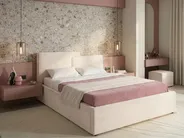 Ottoman Bed LAGARDE Fabric Off-White 180 x 200 cm (EU Super King)_1049432