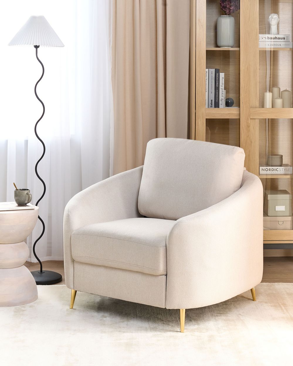 Beige fabric armchair outlet