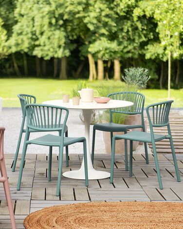 Set of 4 Plastic Dining Chairs Green GELA