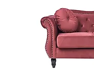 Sofa dla 3 osób SKIEN Welur Bordowy_1170546