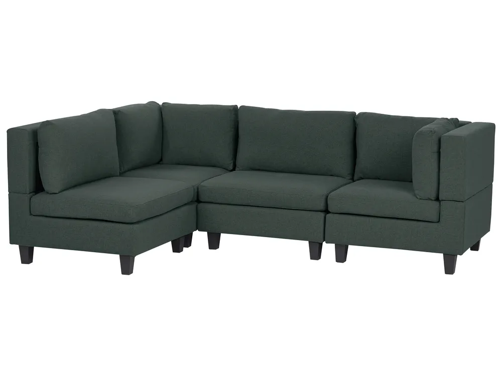 Modular Corner Sofa 4 Seater UNSTAD Fabric Dark Green Right Hand_925436