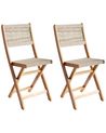 Set of 2 Garden Chairs PROSSEDI Folding Acacia Wood Beige