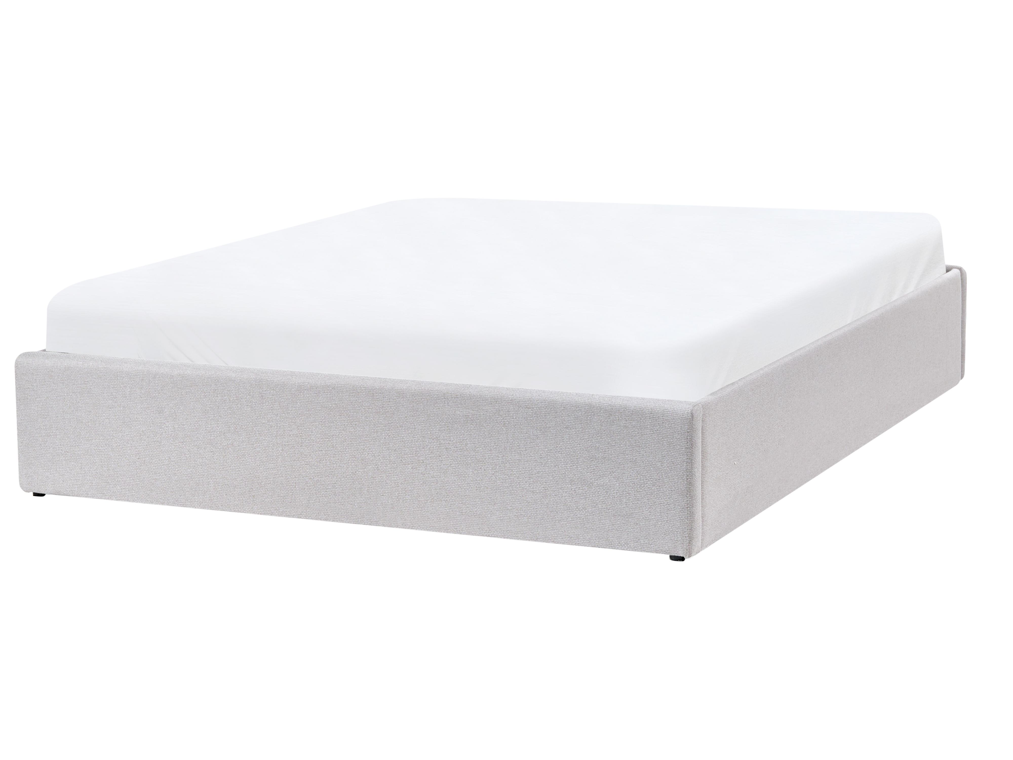 Ottoman Bed without Headboard DINAN Fabric Light Grey 160 x 200 cm (EU King Size)_903730