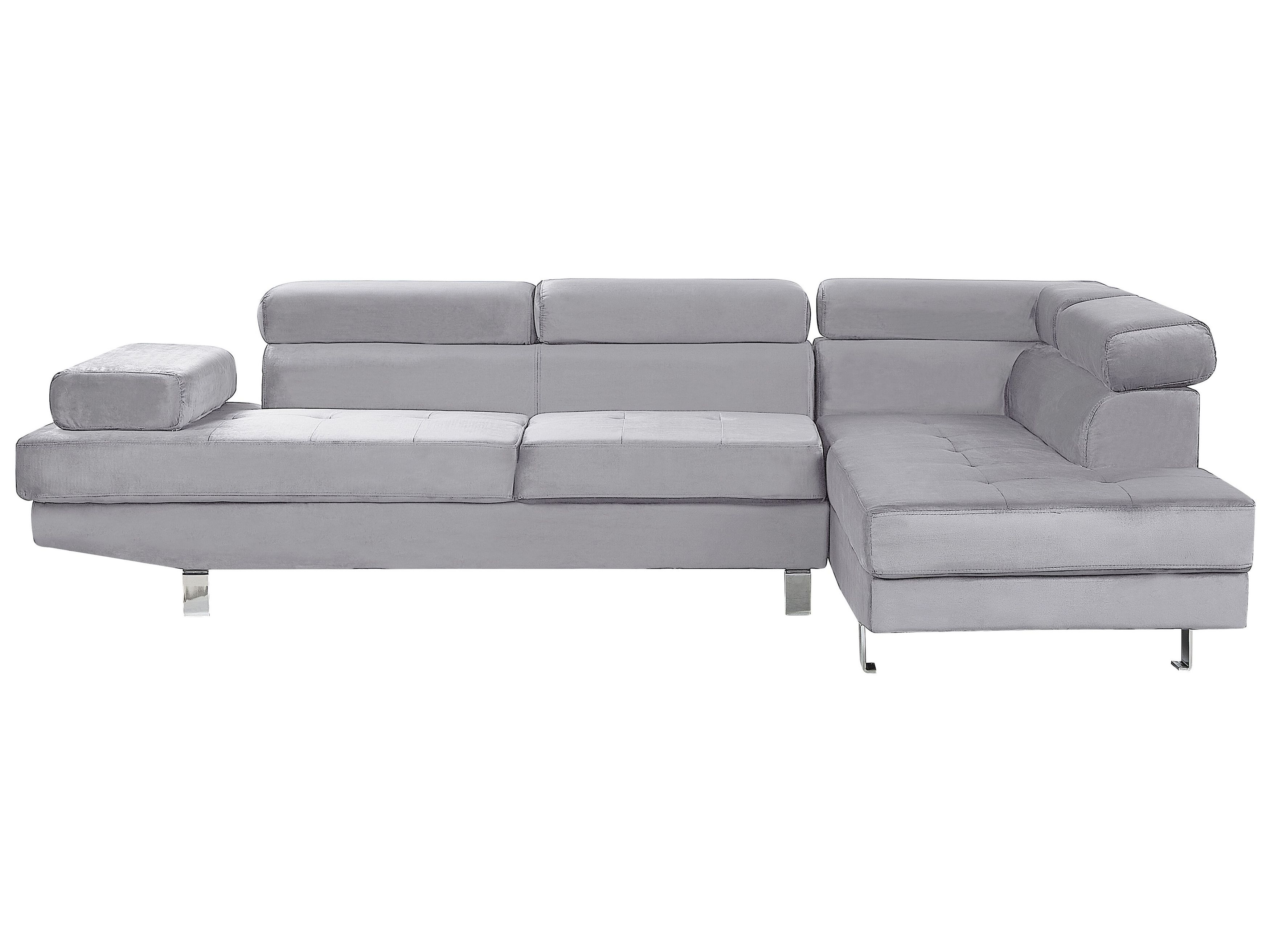 Left Hand 2 Seater Modular Fabric Corner Sofa With Ottoman Grey HELLNAR - View #2