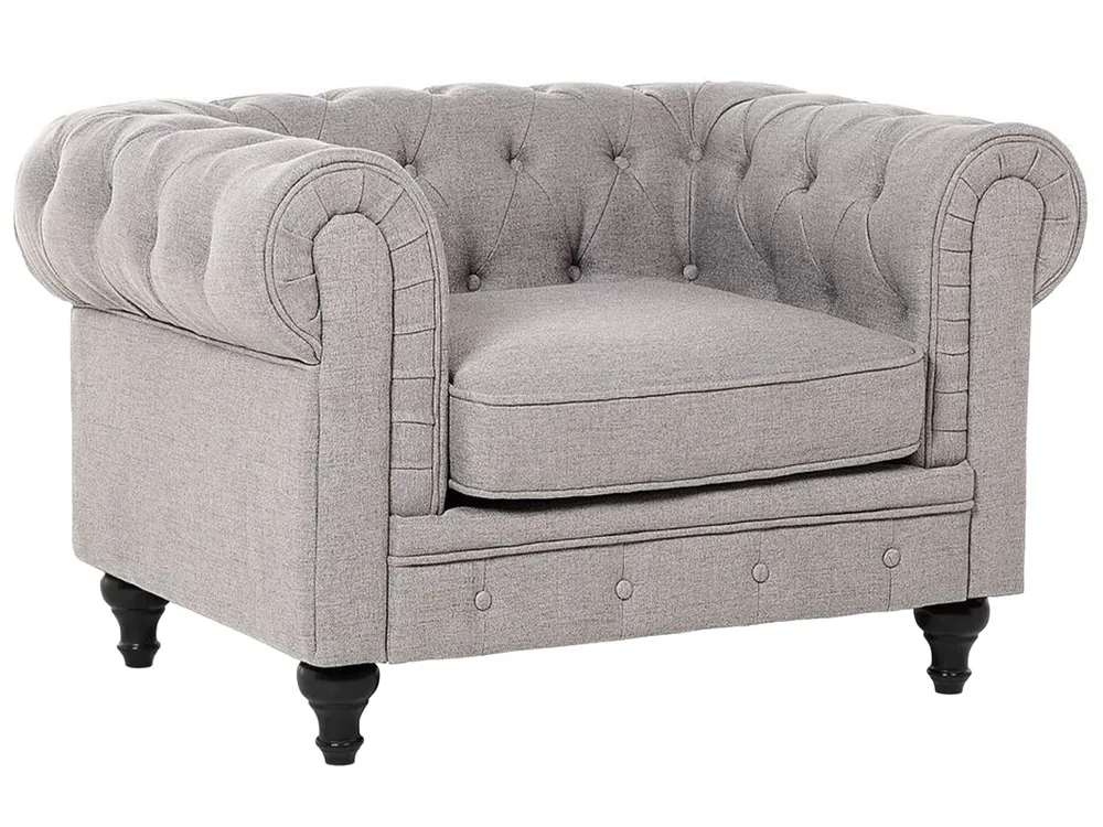 Set da salotto 4 posti CHESTERFIELD Tessuto Grigio chiaro_797137