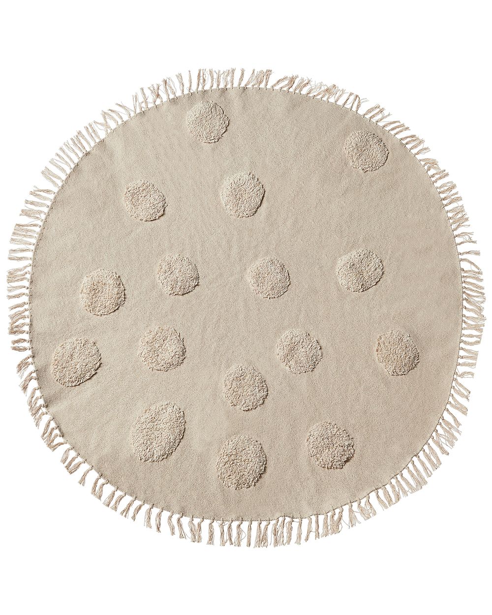 Kids Rug BADHANI Beige ø 140 cm Cotton | Beliani.co.uk