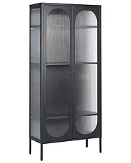 Glass Display Cabinet FOXTON 80 cm Metal Black_1199872