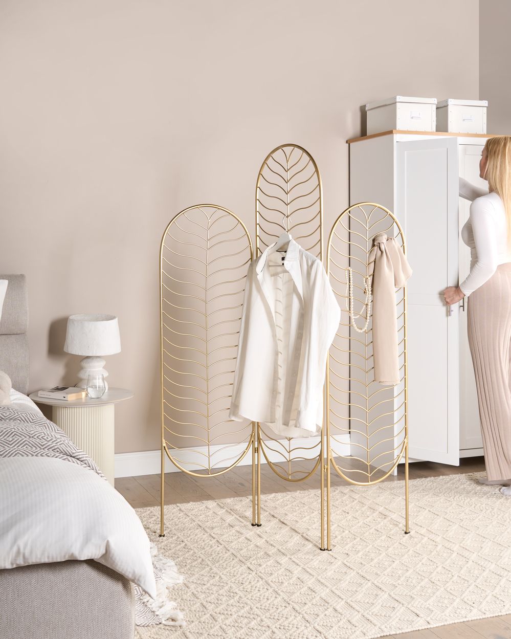 3 paneles térelválasztó PESCIA 120 cm 160 cm Arany