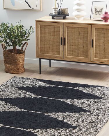 Cotton Area Rug 160 x 230 cm Black and White BATHINDA