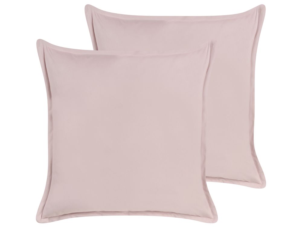 Set of 2 Velvet Cushions 60 x 60 cm Pink EUSTOMA Beliani