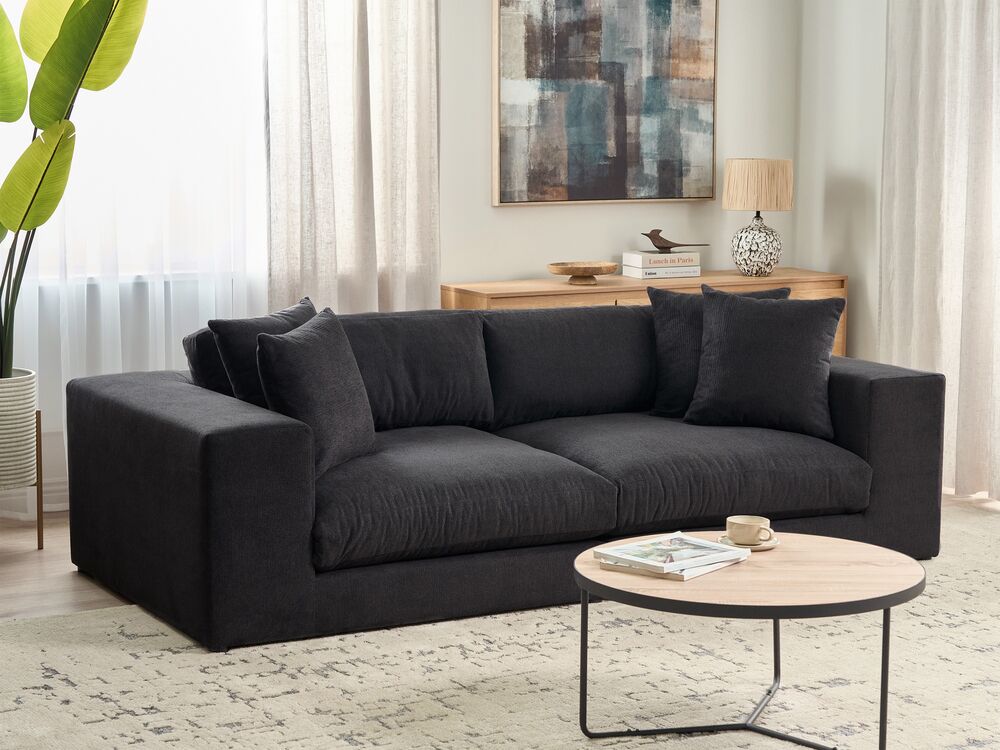 3 Seater Sofa Black GLORVIKA II Beliani