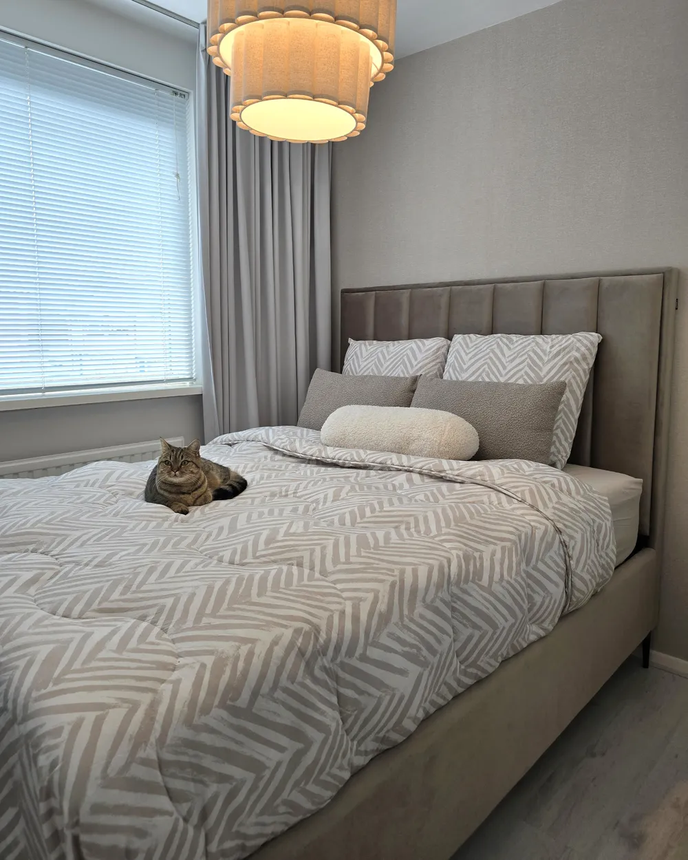 Bett mit Stauraum SEZANNE Samtstoff Taupe 140 x 200 cm_1033809