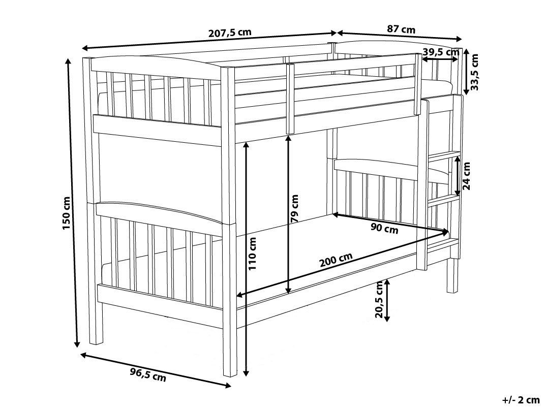 Bunk Bed Pine Wood REVIN 90 x 200 cm (EU Single) Light Brown_711252