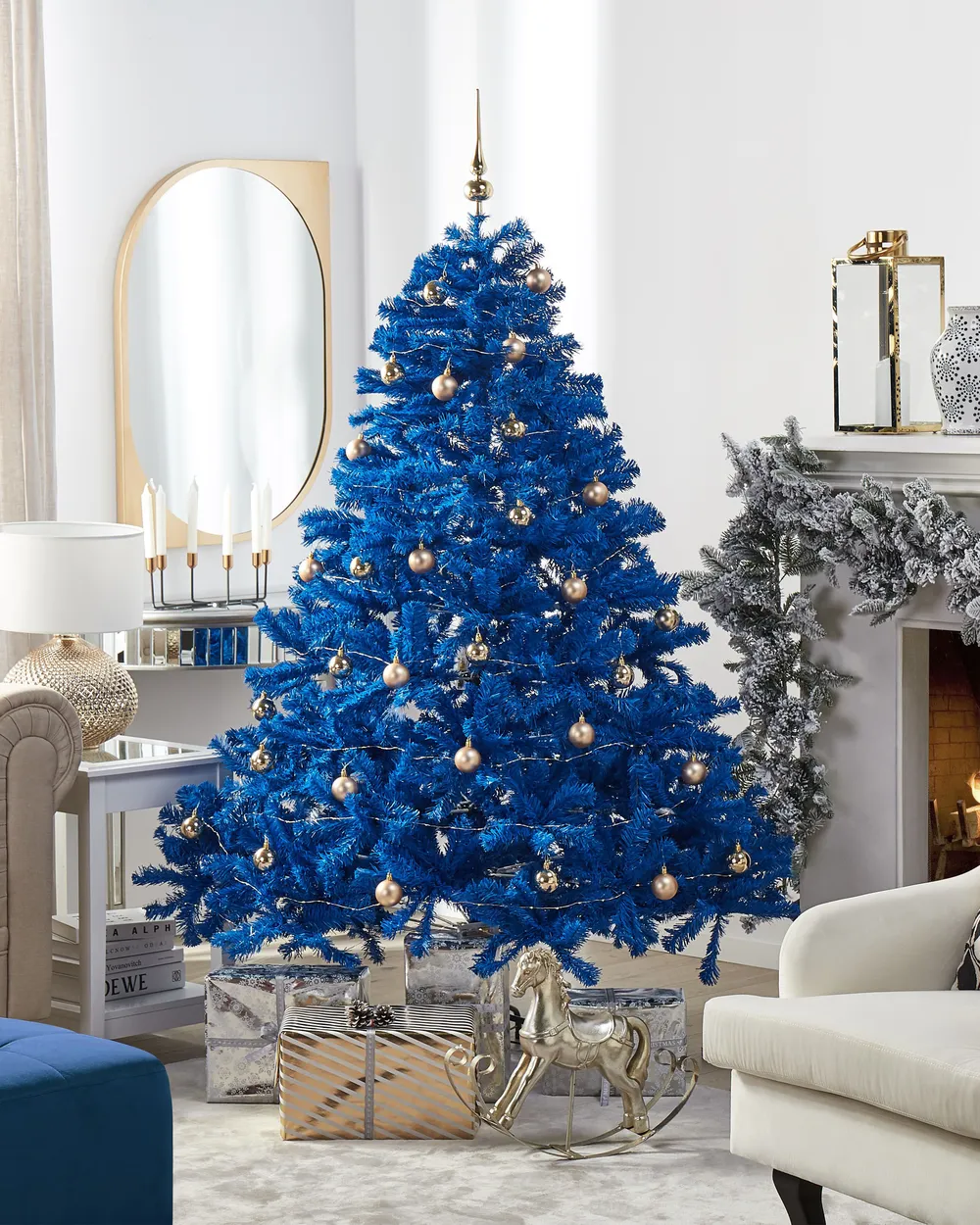 Artificial Christmas Tree FARNHAM 180 cm Blue - Beliani.co.uk