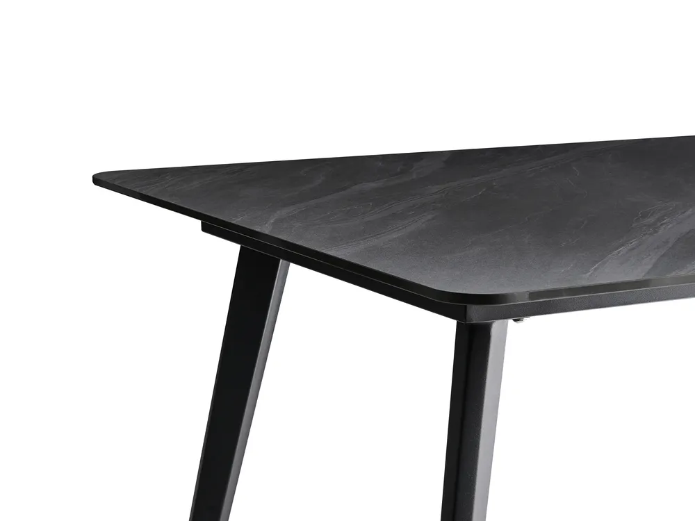 Garden Dining Table RODALLO 160 cm 90 cm Stone Black Marble_1038262