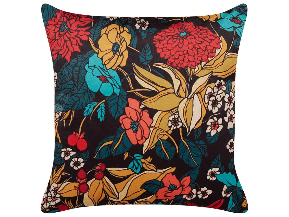 Velvet Cushion Floral Pattern 45 x 45 cm Multicolour PROTEA Beliani