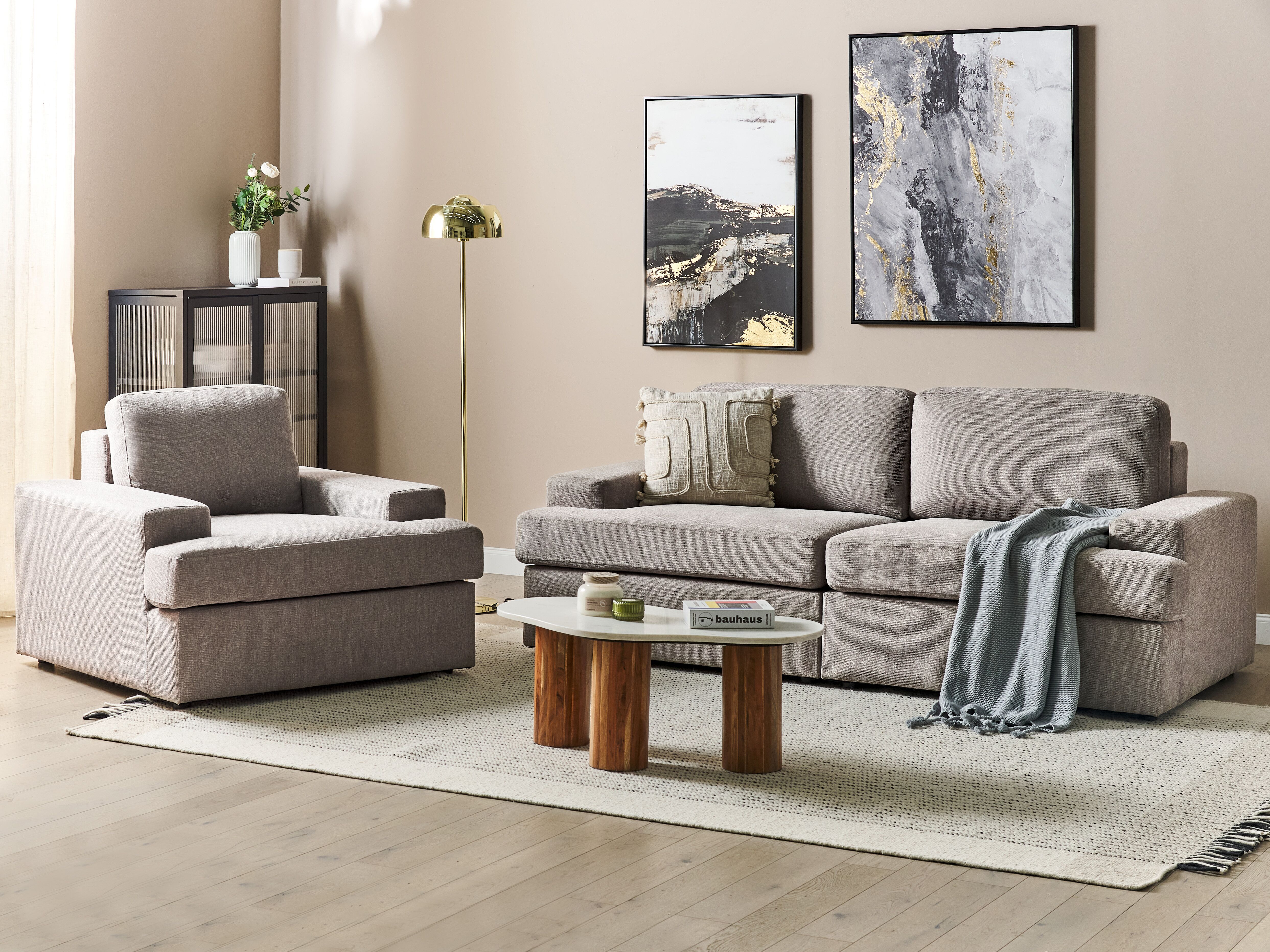 Ensemble de salon 4 places ALLA Tissu Taupe_1182920