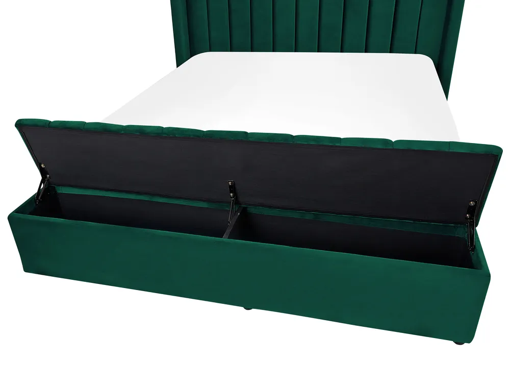 Waterbed with Storage Bench NOYERS Velvet Green 140 x 200 cm (EU Double)_915259