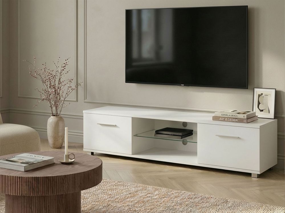 Meuble TV avec LED BANFF Blanc
