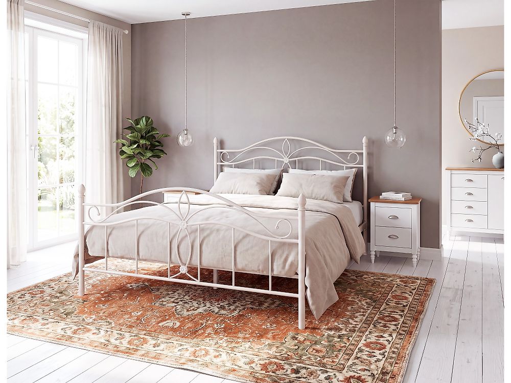 Letto Metallo ANTLIA 160 x 200 cm Beige chiaro