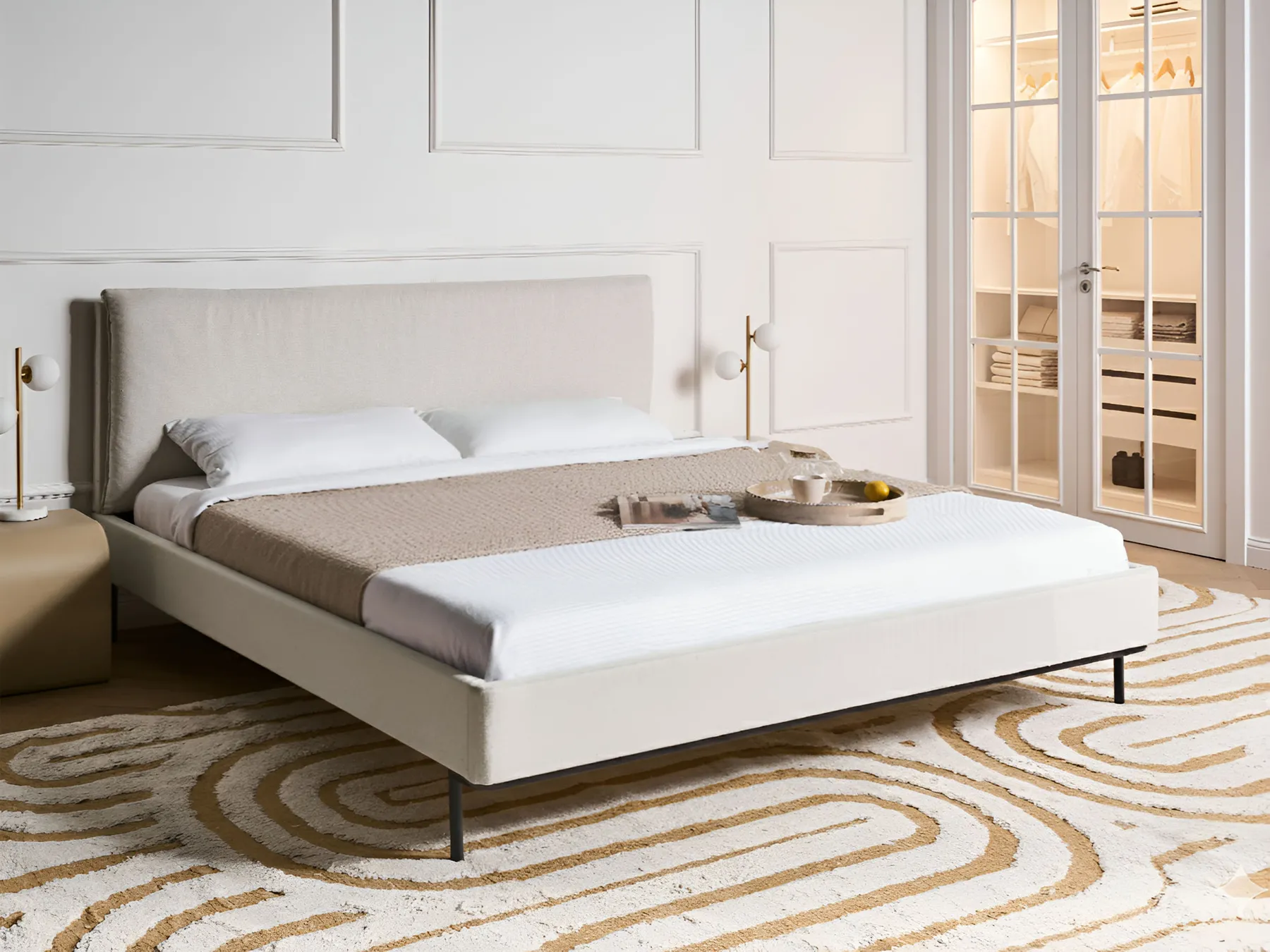 Bed Fabric CORIO 180 x 200 cm (EU Super King) Light Beige_903150