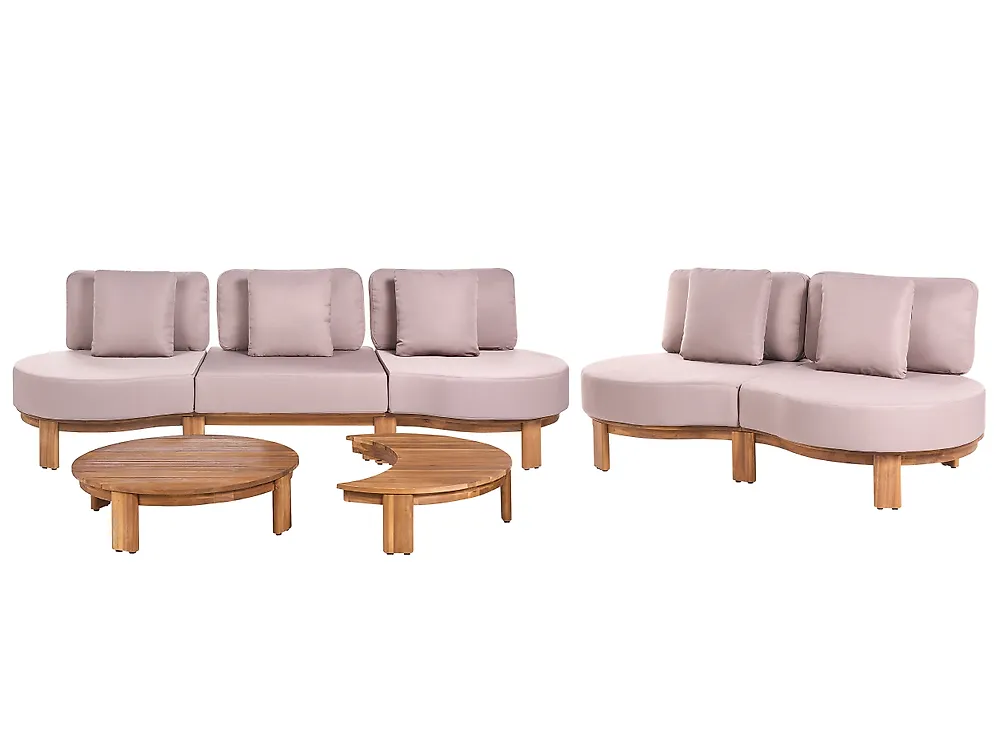 Sofa ogrodowa ze stolikiem dla 5 osób ARZELLO Drewno akacjowe Jasnobrązowy