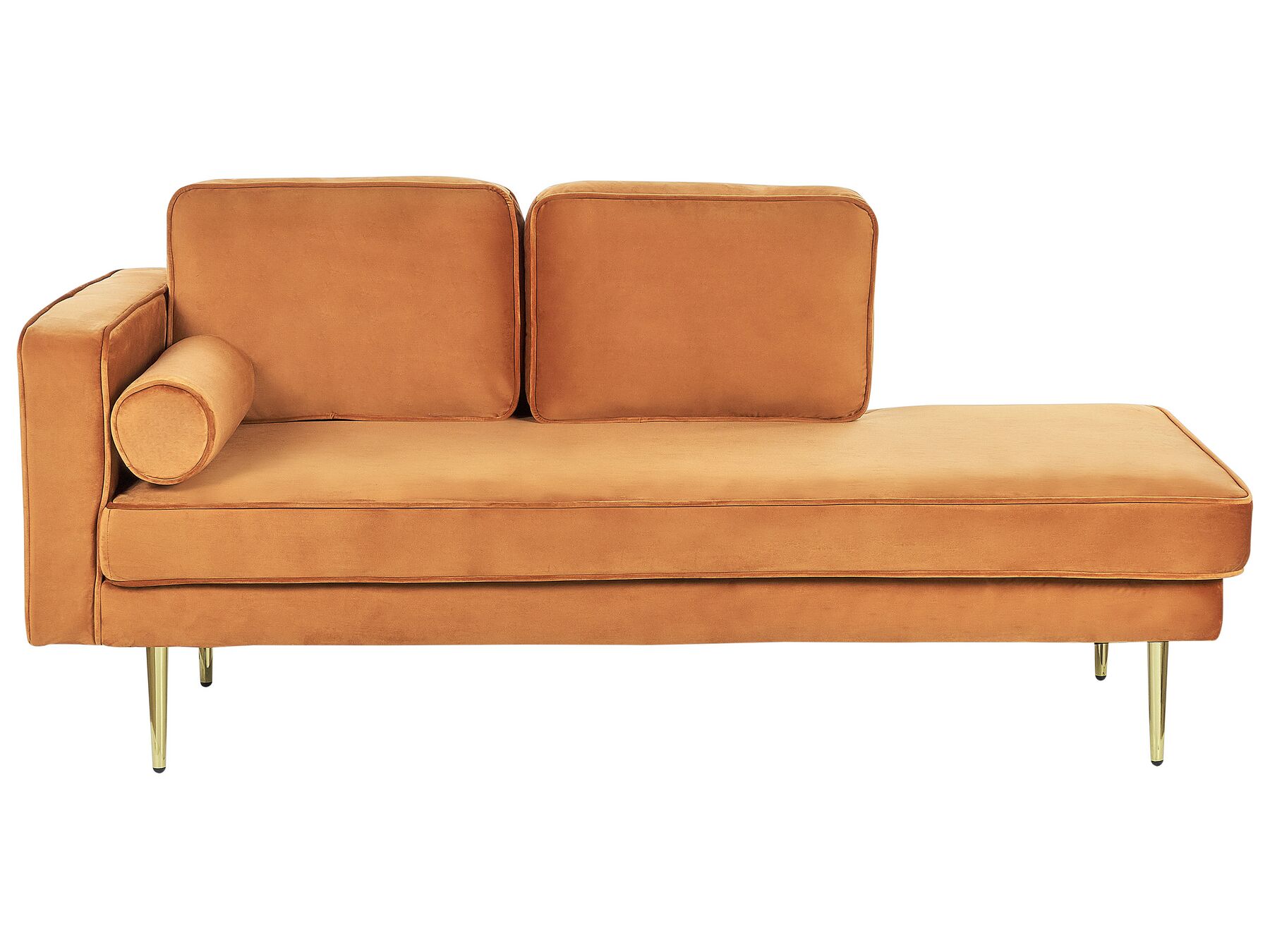 Left Hand Velvet Chaise Lounge Orange MIRAMAS_848705