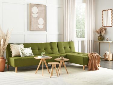 Left Hand Fabric Corner Sofa Green ALSTEN