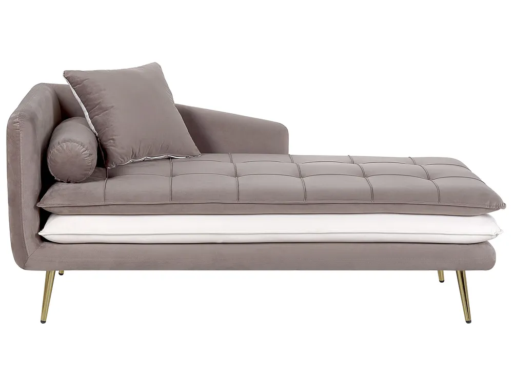 Left-Hand Chaise Longue GONESSE Velvet Light Brown