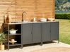 Garten-Küchenschrank mit Spüle Stahl schwarz 80 x 50 x 90 cm VILAMA_872452