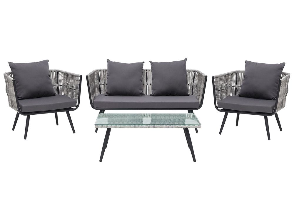 Garden Lounge Set with Table 4 Seater RAGUSA PE Rattan Grey