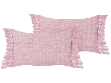 Set of 2 Cotton Cushions 40 x 60 cm Pink TANSY 