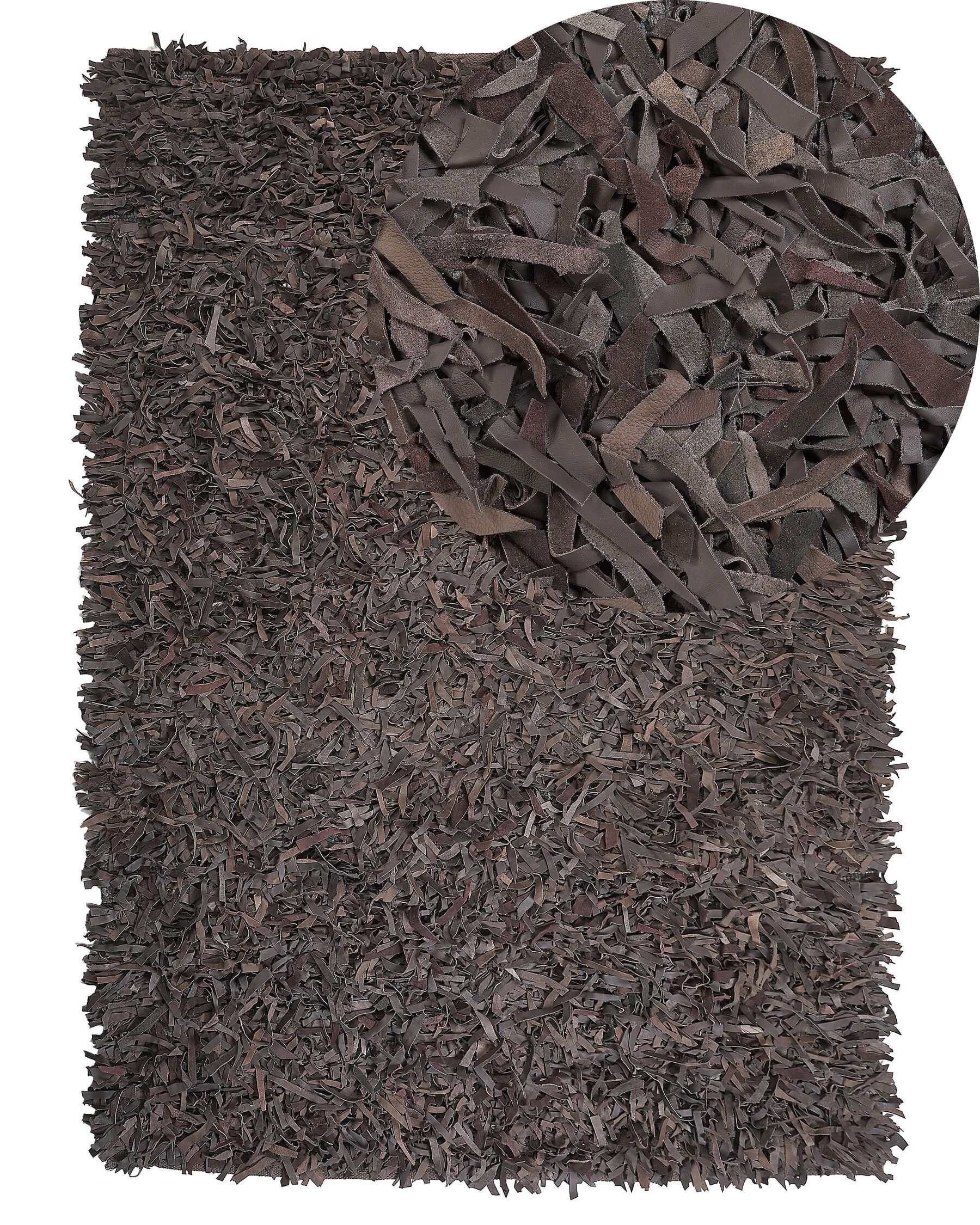 Tappeto shaggy in pelle marrone 160 x 230 cm MUT_220600