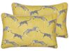 Set of 2 Cotton Cushions Cheetah Motif 30 x 50 cm Yellow ARALES_893062