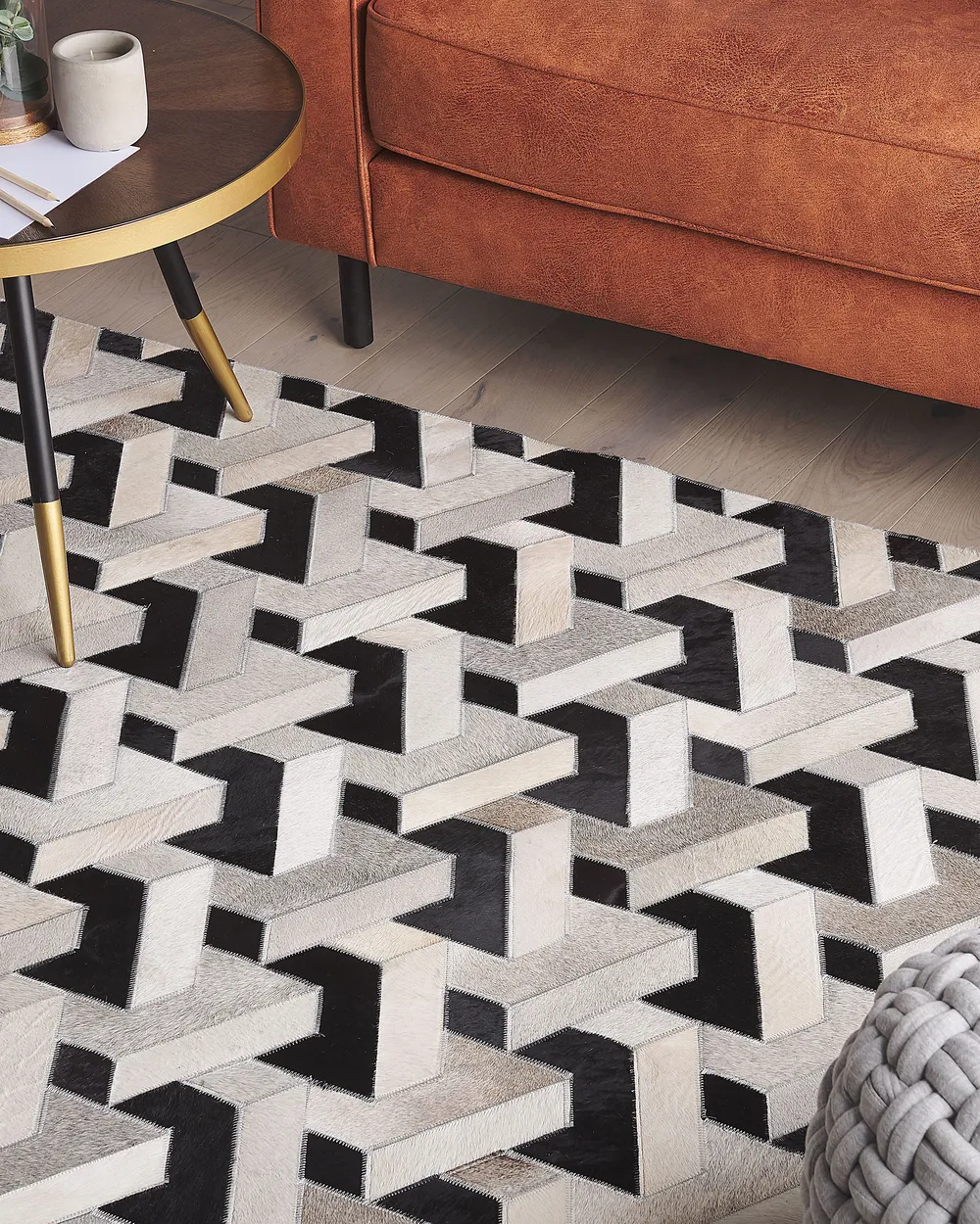 Rug NARMAN Grey 140 x 200 cm Leather