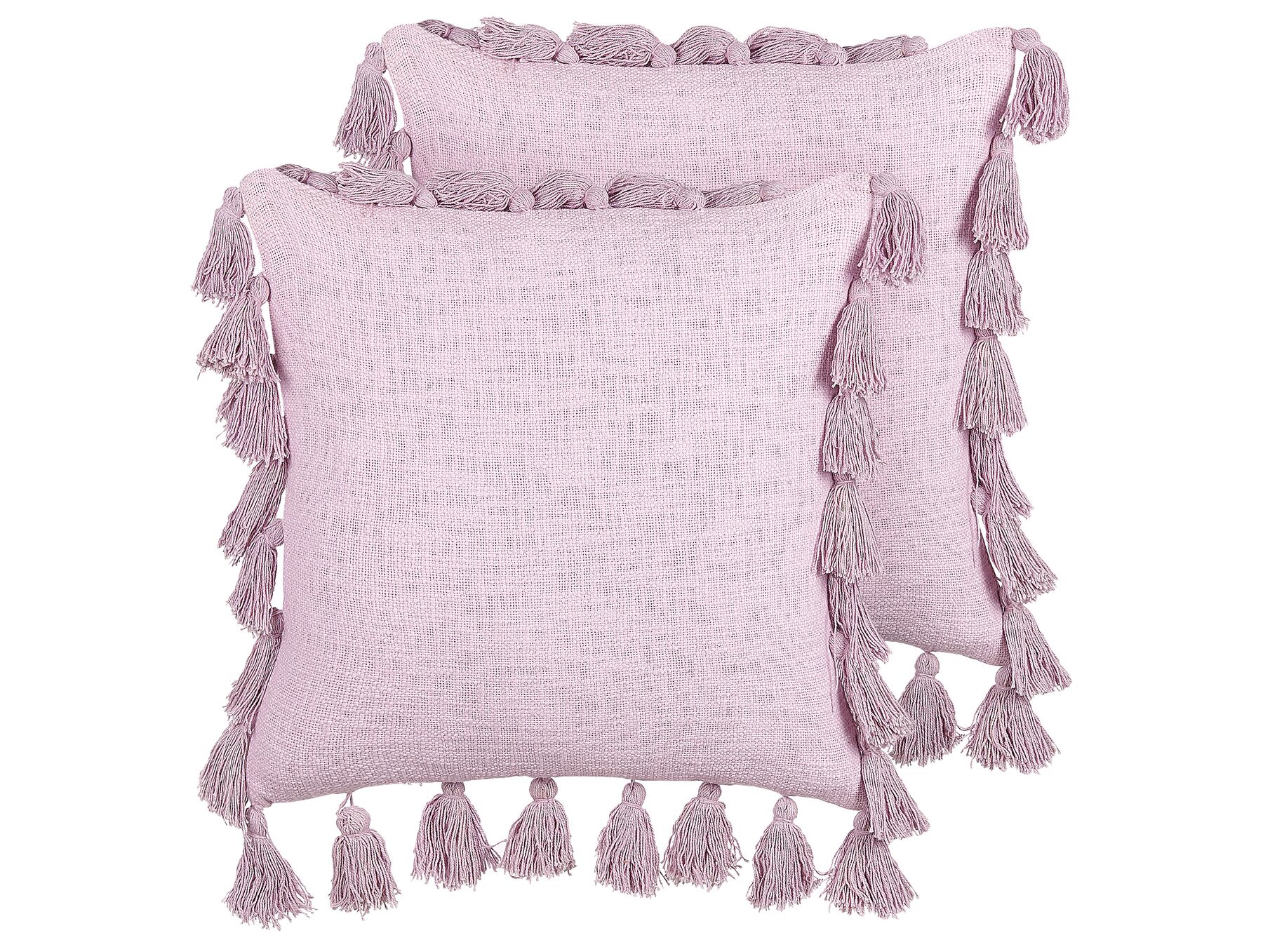 Set of 2 Cotton Cushions with Tassels 45 x 45 cm Pink LYNCHIS_838718