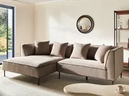 Corner Sofa 3 Seater SATER Chenille Light Brown Right Hand_1019305