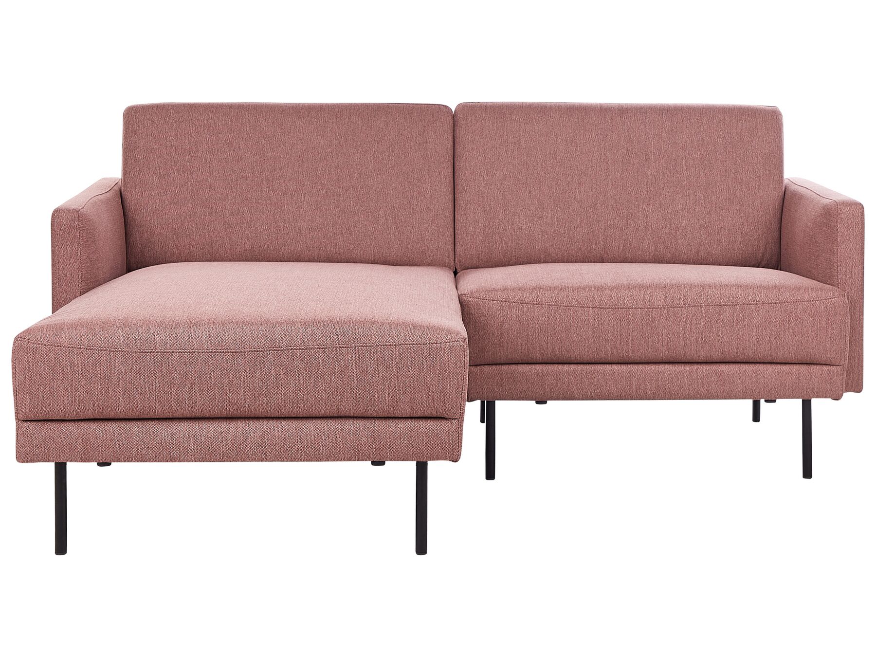 Right Hand 2 Seater Fabric Corner Sofa Pink Brown BREDA_876073
