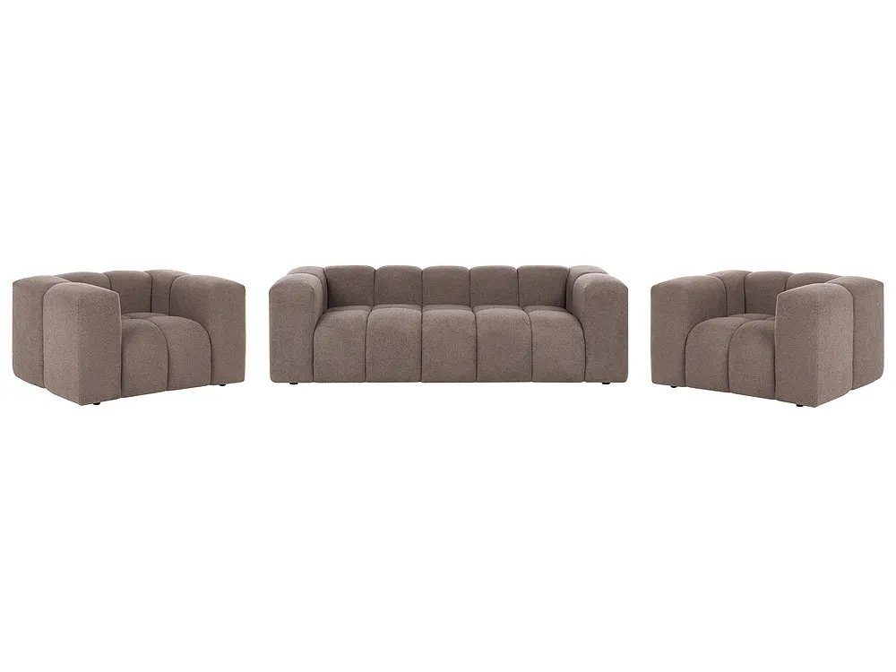 Living Room Set 5 Seater ANTOLA Boucle Taupe_1161695