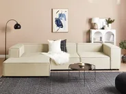 Modular Corner Sofa 3 Seater APRICA Faux Linen Beige Right Hand_856826