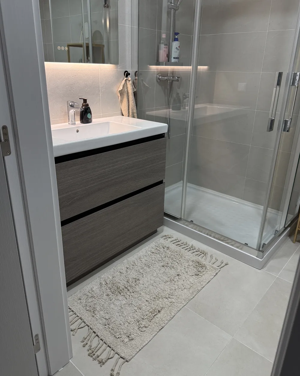 Tappeto da bagno OLTAN Beige 50 x 80 cm Cotone_937971