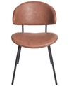 Set of 2 Faux Leather Dining Chairs Brown KIANA_938991