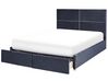 Velvet EU Super King Size Ottoman Bed with Drawers Black VERNOYES_861466