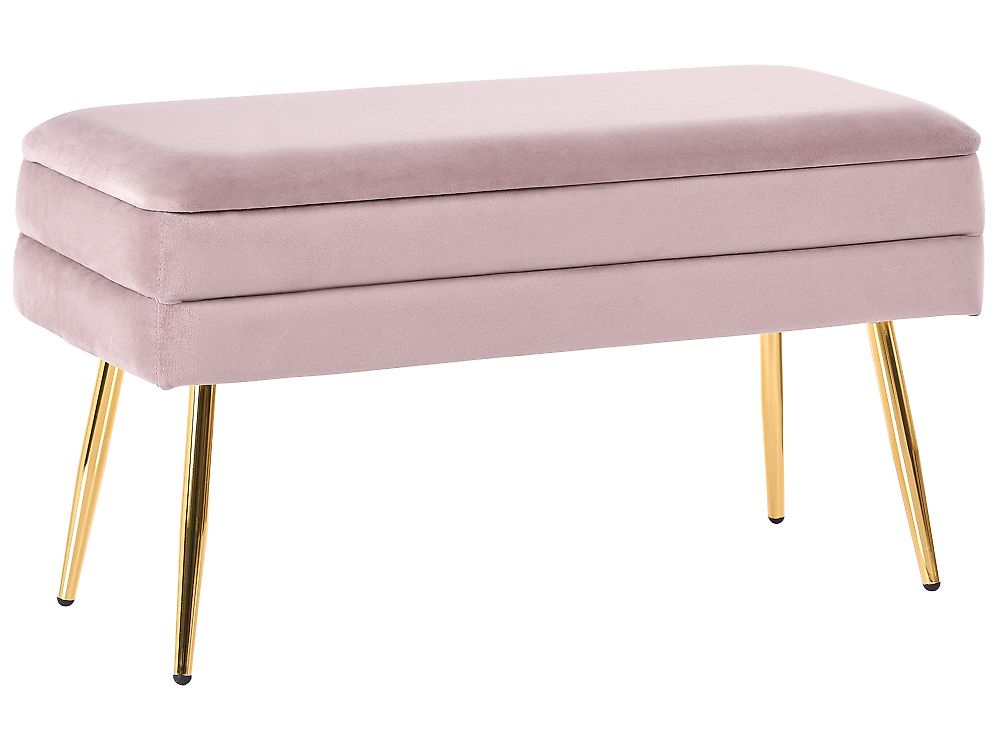 Polsterbank mit Stauraum DURHAM Samtstoff Rosa