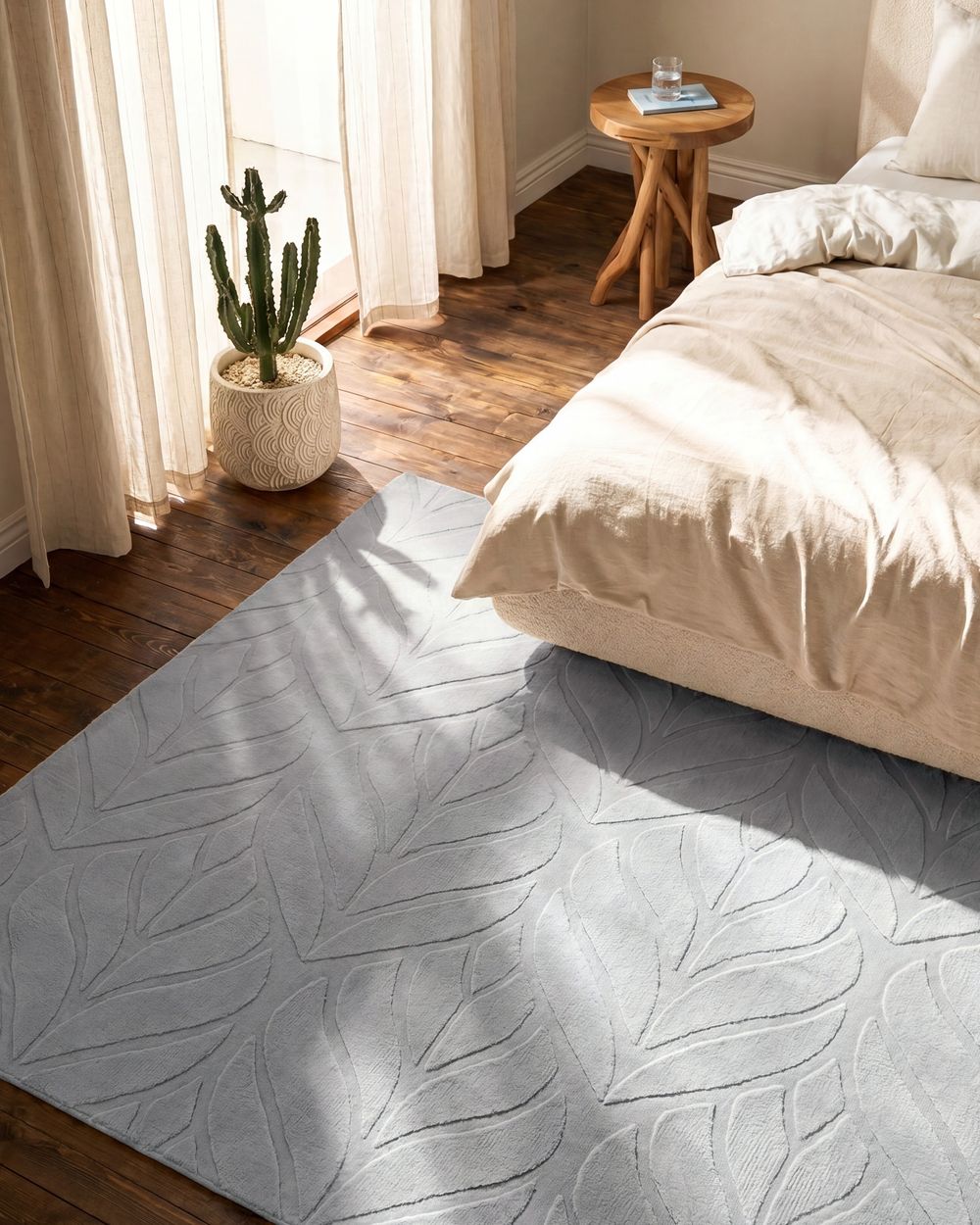 Faux Fur Rug MITCHELL Light Grey 160 x 160 cm