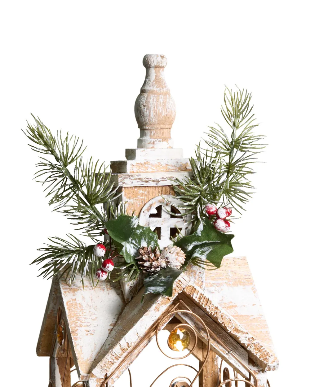 LED Lantern SYVANSI 46 cm Christmas Motif Light Brown_1028122